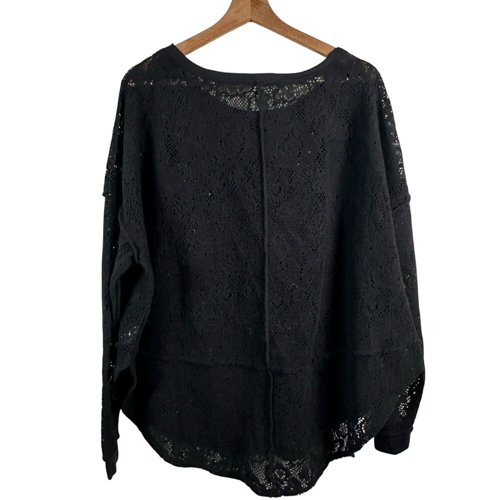 Free People Not Cold In This Black Lace Top M Soft Felted Loose Artsy Bohemian - Picture 3 of 10